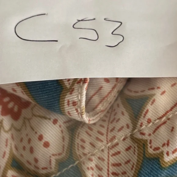 Anthropologie Teal & Cream Asymmetrical Floral Wrap Skirted Shorts - Picture 13 of 13